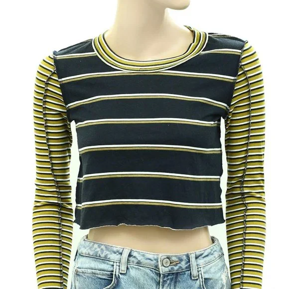 BDG Urban Outfitters Seb Spliced Stripe Tee Cropped Top Cotton M New - Picture 6 of 9